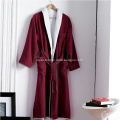 5 Star Hotel Luxury Peach Twill Wine Red Bath Robe